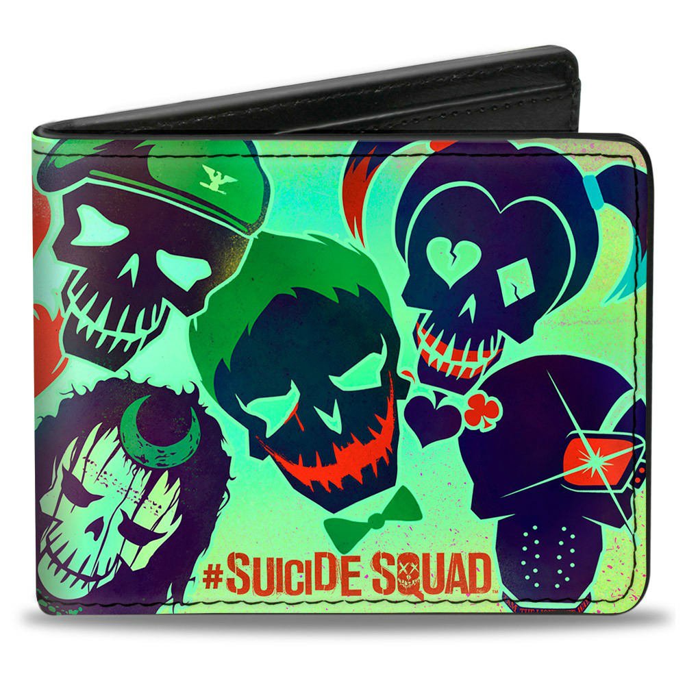 SUICIDE SQUAD スーサイドスクワッド (ジョーカー 生誕 80周年 ) - Stylized Character Faces Scattered Greens / 財布 - PGS